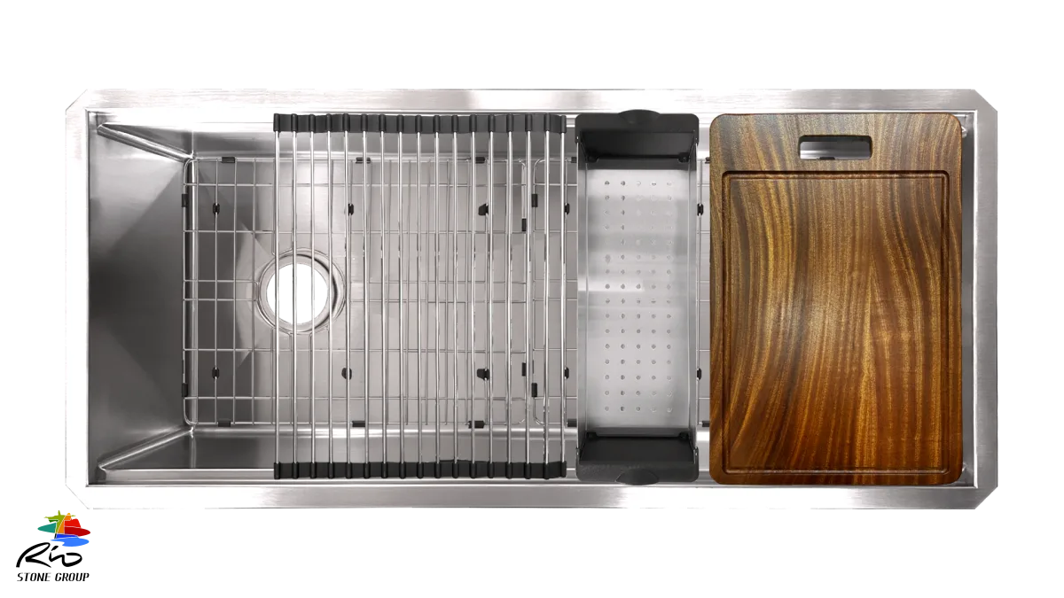 Stainless Steel Handmade Workstation Sink UV4219LR10 Bundle